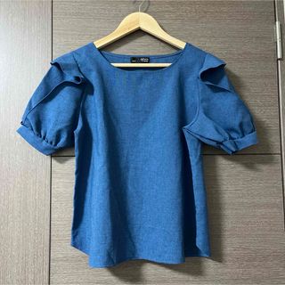 ミラクルクローゼット  トップス  ブルー  L(シャツ/ブラウス(半袖/袖なし))