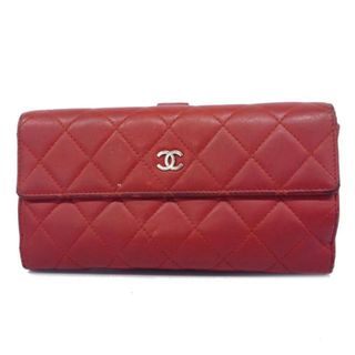 シャネル(CHANEL)の【4ie6232】シャネル 長財布/マトラッセ/ラムスキン/レッド/シルバー金具 【中古】 レディース(財布)