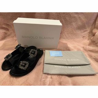 MANOLO BLAHNIK - マノロブラニク　ストラスハンギ37 フラットサンダル★新品未使用★