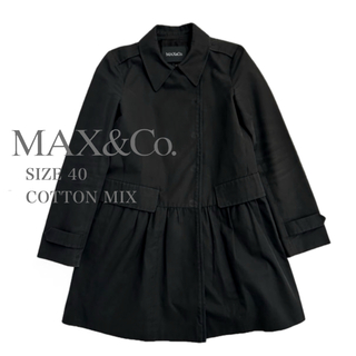 マックスアンドコー(Max & Co.)のMAX&CO. マックス＆コー コート 40 コットン混 ブラック/黒 L(ロングコート)