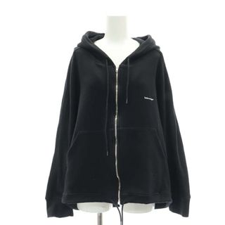 バレンシアガ(Balenciaga)のバレンシアガ ジップアップパーカー ロゴ 長袖 S 黒 482205 TYK30(パーカー)