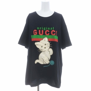 グッチ(Gucci)のグッチ キャット刺繍 半袖Tシャツ オーバーサイズ L 黒 615044 (その他)