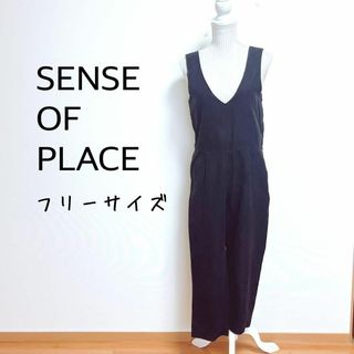 センスオブプレイスバイアーバンリサーチ(SENSE OF PLACE by URBAN RESEARCH)のセンスオブプレイス　オールインワン【F】アンクル丈　深Vネック　パンツスタイル(サロペット/オーバーオール)