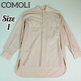 コモリ(COMOLI)の【美品】COMOLI コモリ プルオーバーカーゴシャツ 長袖 ピンク(Tシャツ/カットソー(七分/長袖))