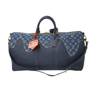 ルイヴィトン(LOUIS VUITTON)の極美品 LOUIS VUITTON ルイヴィトン NIGO キーポルバンドリエール50 ボストンバッグ M45975 デニム レザー ネイビー 中古64397(ボストンバッグ)