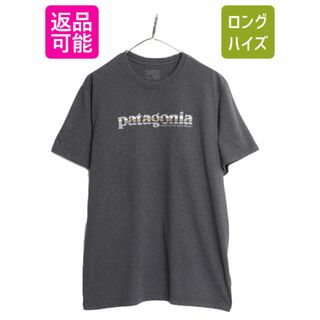 パタゴニア(patagonia)の16年製 パタゴニア プリント 半袖 Tシャツ メンズ XL 古着 PATAGONIA 76 テキスト ロゴ クルーネック 大きいサイズ アウトドア ロゴT 濃灰(Tシャツ/カットソー(半袖/袖なし))
