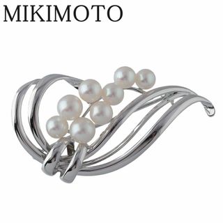 ミキモト(MIKIMOTO)のミキモト パール ブローチ リボン シルバー アコヤパール5.1mm～6.3mm MIKIMOTO【17801】(ブローチ/コサージュ)