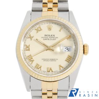 ロレックス(ROLEX)のロレックス デイトジャスト 16233 アイボリー ローマ C番 メンズ 中古 腕時計(腕時計(アナログ))