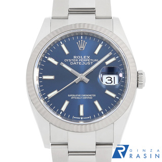 ロレックス(ROLEX)のロレックス デイトジャスト36 126234 ブルー バー 3列 オイスターブレス ランダム番 メンズ 中古 腕時計(腕時計(アナログ))