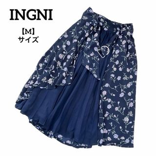 イング(INGNI)のA436 【美品】 INGNI イング スカート 花柄 ネイビー M フレア(ロングスカート)