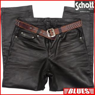 ショット(schott)のSchott ショット パンツ W38 本革 レザー 黒 USA製 NS287(その他)