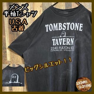 TOMBSTONE XXL ビッグサイズ Tシャツ メイドインUSA 黒 古着(Tシャツ/カットソー(半袖/袖なし))