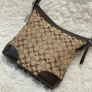 コーチ(COACH)のCOACH キャンバス レザー ショルダーバッグ トートバッグ　 ブラウン(ショルダーバッグ)