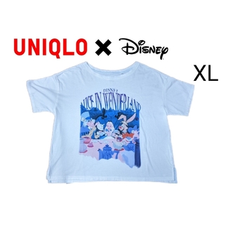 ユニクロ(UNIQLO)のUNIQLO  不思議の国のアリス 半袖　Tシャツ　XL 白　レディース　UT(Tシャツ(半袖/袖なし))