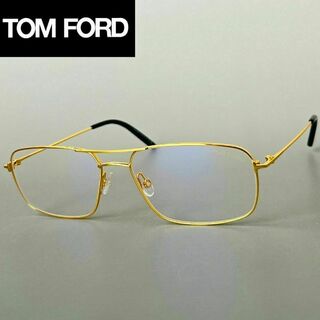 トムフォードアイウェア(TOM FORD EYEWEAR)のトムフォード メガネ メンズ レディース ゴールド メタル ツーブリッジ 黒 金(サングラス/メガネ)