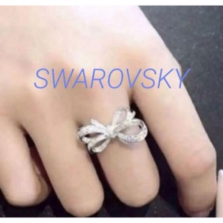 スワロフスキー(SWAROVSKI)のリボンモチーフ　スワロフスキーCZ フリーサイズリング（ホワイトゴールド）(リング(指輪))
