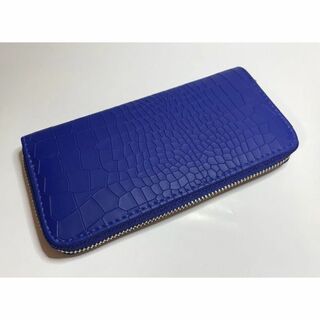 ◆◇◆ SALE ◆◇◆ 新品 クロコダイル柄 ジップ 長財布 ブルー 黒(財布)
