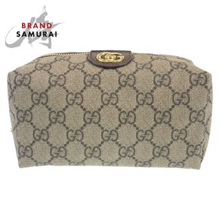 グッチ(Gucci)のGUCCI グッチ オフィディア ベージュ ブラウン 茶 ゴールド金具 GGスプリームキャンバス 548393 化粧ポーチ コスメポーチ レディース 405690 【中古】(メイクボックス)