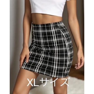 ミニスカート エレガントなタイトスカート ボディコンスカート XLサイズ 黒(ミニスカート)