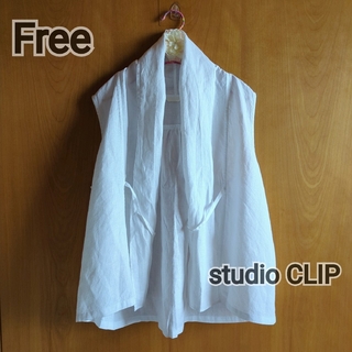 スタディオクリップ(STUDIO CLIP)の美品 (FREE) studio CLIP リネン ベスト ブラウス(ベスト/ジレ)