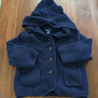 ベビーギャップ(babyGAP)のベビーギャップ　ニット　パーカー　クマ耳　ネイビー(ジャケット/コート)