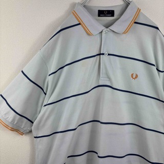 フレッドペリー(FRED PERRY)のフレッドペリー　ポロシャツ　半袖　L 水色　オレンジ　古着(ポロシャツ)
