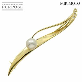 MIKIMOTO - ミキモト MIKIMOTO アコヤ真珠 7.0mm ダイヤ ブローチ K18 YG イエローゴールド 750 パール VLP 90231007