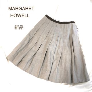 マーガレットハウエル(MARGARET HOWELL)の【新品】MARGARET HOWELL  リネン プリーツスカート 麻 日本製(ひざ丈スカート)