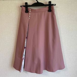 トッコクローゼット(TOCCO closet)のtocco closet パール付き花柄切り替えスカート　M ピンク(ロングスカート)