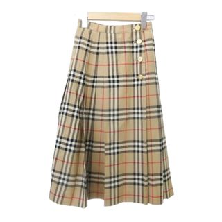 バーバリー(BURBERRY)のバーバリー ノバチェック フレアスカート ミモレ丈 9 M ベージュ ■DC4(ひざ丈スカート)