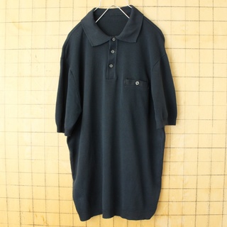 60s 70s USA製 バンロン ポロシャツM ブラック 半袖 ss116(ポロシャツ)
