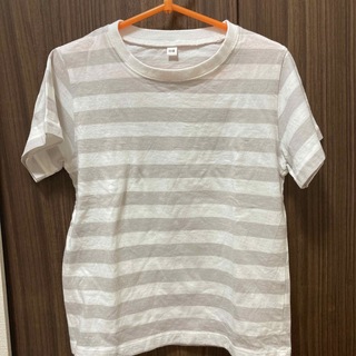 ムジルシリョウヒン(MUJI (無印良品))の無印　Tシャツ　キッズ　110 無印良品　白　グレー　ボーダー(Tシャツ/カットソー)
