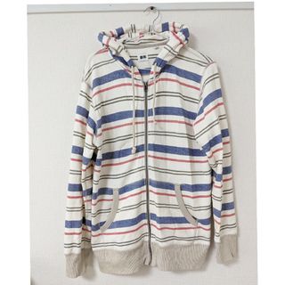 ユニクロ(UNIQLO)のUNIQLO パーカー メンズ L 長袖 ボーダー マルチボーダー 春(パーカー)