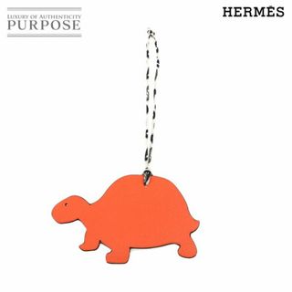 エルメス(Hermes)の未使用 展示品 エルメス HERMES プティアッシュ タートル バッグ チャーム エプソン トゴ レザー オレンジ ダークブラウン VLP 90235723(チャーム)