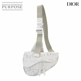 Christian Dior - クリスチャン ディオール Christian Dior ニュースペーパー サドル ショルダー バッグ レザー ホワイト グレー 1ADPO093YWL VLP 90235893