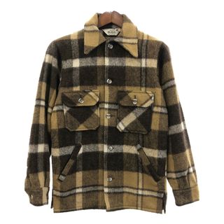 ウールリッチ(WOOLRICH)の70年代 WOOLRICH ウールリッチ CPO ウール ジャケット チェック ブラウン (メンズ S) 中古 古着 Q8647(その他)