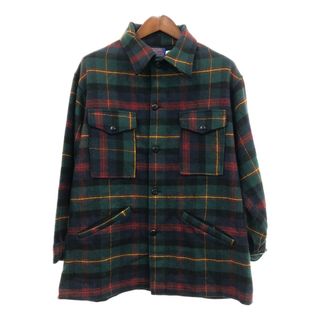 ペンドルトン(PENDLETON)の70年代 USA製 PENDLETON ペンドルトン ウール CPO ジャケット ヴィンテージ タータンチェック グリーン (メンズ L) 中古 古着 Q8646(その他)