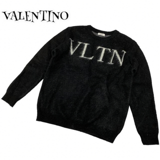 ヴァレンティノ(VALENTINO)のVALENTINO ヴァレンティノ ☆ ニット セーター ロゴ 黒(ニット/セーター)