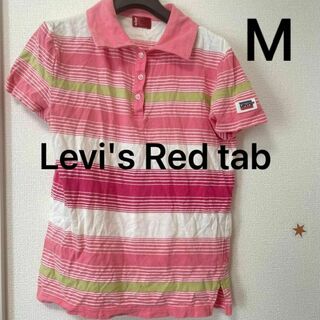 リーバイス(Levi's)のリーバイス レッド タブ 半袖 シャツ M ボーダー  ポロシャツ ピンク(ポロシャツ)
