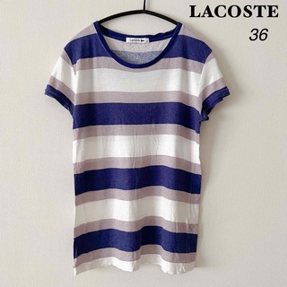 ラコステ(LACOSTE)のLACOSTE ラコステ　半袖カットソー　ボーダーカラー　ストレッチ　36サイズ(Tシャツ(半袖/袖なし))