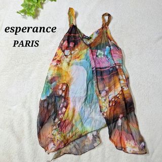 esperance シアー　シフォン　タンクトップ　フレアー　フランス製(タンクトップ)