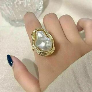 440 ゴールド パール リング 指輪 大粒 韓国 宝石 至高 ジュエリー(リング(指輪))