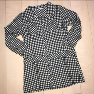 チェック シャツ ワンピース ブロックチェック ネルシャツ モノトーン 白 黒(シャツ/ブラウス(長袖/七分))