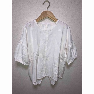 バルーンスリーブ  刺繍コットンブラウス M〜Lサイズ(シャツ/ブラウス(半袖/袖なし))