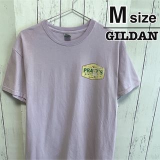 ギルタン(GILDAN)のUSA古着　GILDAN　Tシャツ　M　ライトパープル　プリント　ロゴ　コットン(Tシャツ/カットソー(半袖/袖なし))