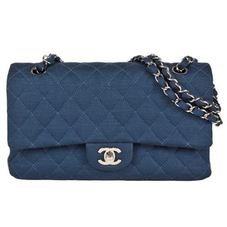 シャネル(CHANEL)のシャネル CHANEL マトラッセ Wフラップ ショルダーバッグ コットン ブルー シルバー金具 チェーンショルダー ココマーク レディース【中古】(ショルダーバッグ)