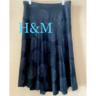 エイチアンドエム(H&M)のH&M ジャージースカート ブラックドット M 美品(ひざ丈スカート)