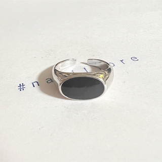 シルバーリング 925 オニキス調 楕円 横型 スムース オーバル 韓国 指輪⑤(リング(指輪))