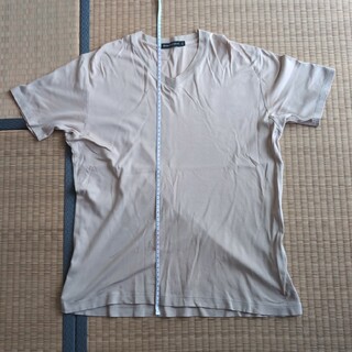 UNIQLO - ユニクロ 半袖VネックTシャツ メンズ L ベージュ PremiumCotton