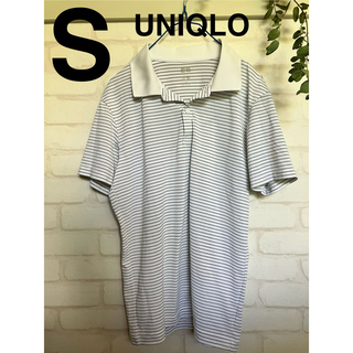 ユニクロ(UNIQLO)のUNIQLO ポロシャツ　ボーダー　S メンズ　白襟　スポーツ　カジュアル(ポロシャツ)